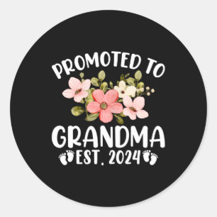 Gepromoveerd naar oma 2024 Eerste keer Nana Floral Ronde Sticker