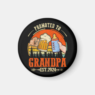Gepromoveerd naar Opa Est 2024 Retro Fathers Day N Magneet