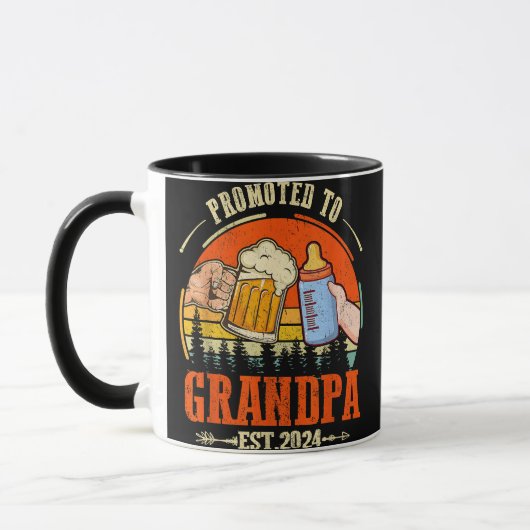 Gepromoveerd naar Opa Est 2024 Retro Fathers Day N Mok (Links)