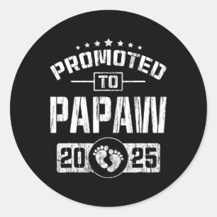 Gepromoveerd naar Papaw Est. 2025: Grappig om papa Ronde Sticker