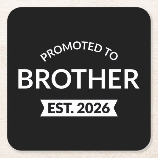 Gepromoveerd tot Broeder Est. 2026 II Vierkante Kartonnen Onderzetter (Voorkant)