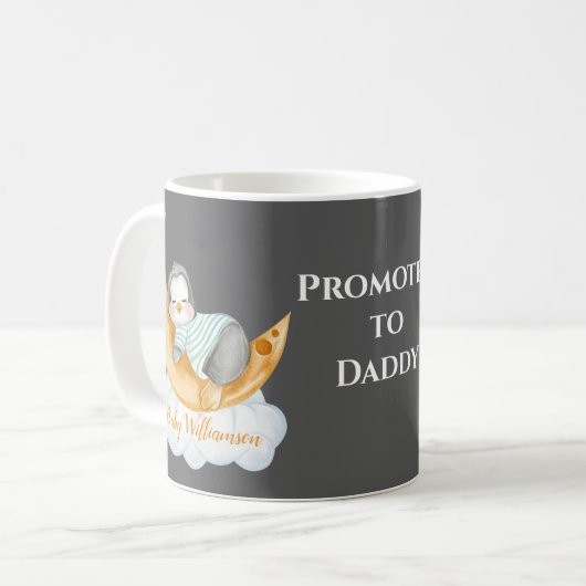 Gepromoveerd tot Daddy Baby Penguin Koffiemok (Voorkant links)