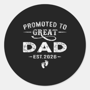 Gepromoveerd tot Great Dad Est 2026 Zwangerschapsa Ronde Sticker