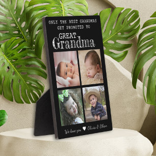 Gepromoveerd tot Great Grandma 4 Fotocollage Plaqu Fotoplaat
