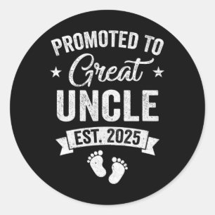 Gepromoveerd tot Great Uncle Est 2025 Zwangerschap Ronde Sticker