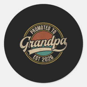 Gepromoveerd tot opa 2026 Nieuwe opa Baby Anno Ronde Sticker