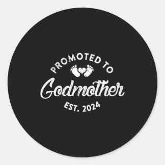 Gepromoveerd tot peetmoeder est 2024 Grappig nieuw Ronde Sticker