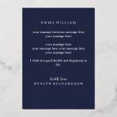 Gepromoveerd tot tante / chique hart marine blauw folie uitnodiging (Achterkant)