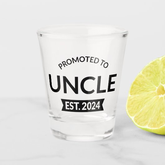 Gepromoveerd tot Uncle Est. 2024 II Shot Glas (Voorkant)