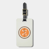 Geptextureerd Oranje monogram crèmeachtergrond Bagagelabel (Voorkant verticaal)