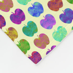 Geptextureerde appels, heldere kleuren, bladerwand fleece deken