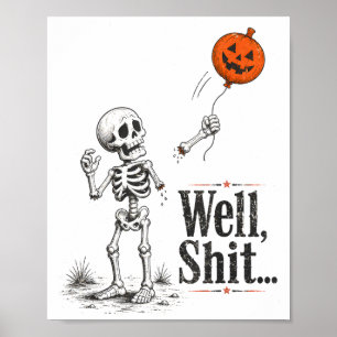 Geraamte verloren pompoen ballon grappige hallowee poster