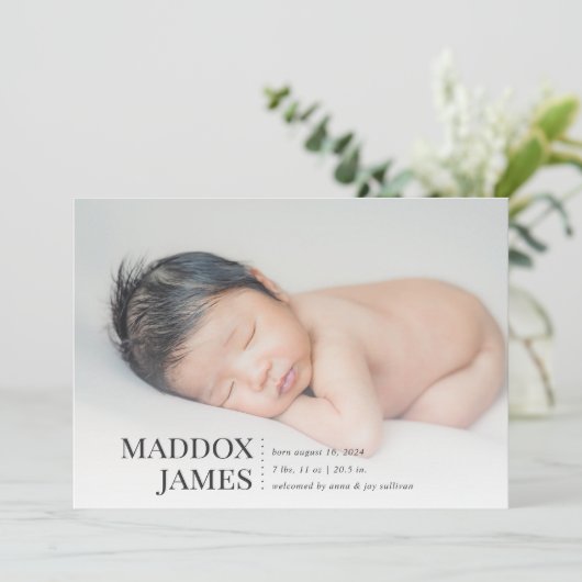 Geraffineerd | Aankondiging moderne foto van geboo (Staand voorkant)