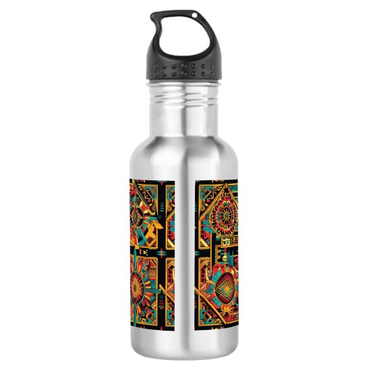 Geraffineerd Blauw "Aztec Dream" RVS Water B Waterfles (Achterkant)