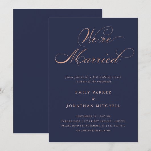 Geraffineerd | Faux Roos Gold Post-Wedding Brunch Kaart (Voorkant / Achterkant)