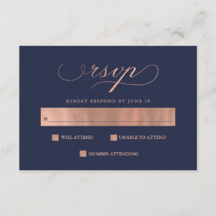 geraffineerd   Faux Roos Gold Wedding Calligrafie  RSVP Kaartje