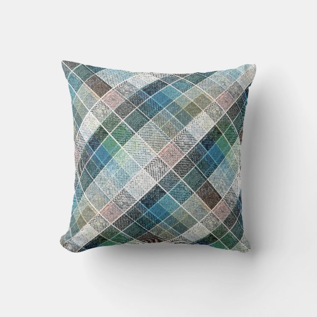 geraffineerd, tartan, gebrand, klassiek, blauw, wi kussen (Voorkant)