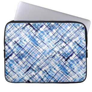 geraffineerd, tartan, gebrand, klassiek, blauw, wi laptop sleeve