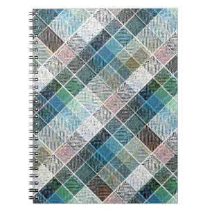 geraffineerd, tartan, gebrand, klassiek, blauw, wi notitieboek