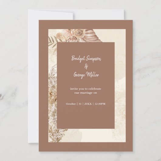 Geraffineerde Boho Chic Neutral Wedding Kaart (Voorkant)
