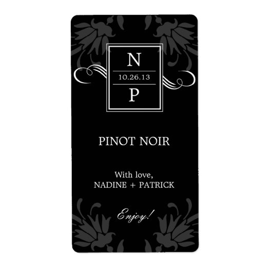 Geraffineerde Elegance Wedding Wine Labels (Voorkant)