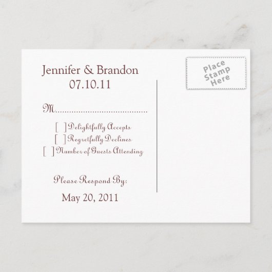 Geraffineerde Glam RSVP-kaart Uitnodiging Briefkaart (Achterkant)