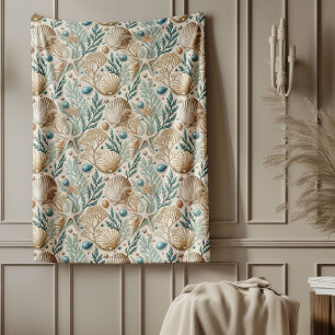 Geraffineerde kustdeken Delicate Shell Coral Desig Fleece Deken