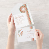 Geraffineerde lijnen Geometric Wedding Terra Cotta All In One Uitnodiging (Afscheurbaar)