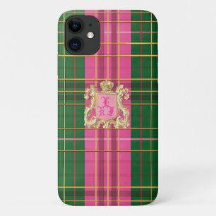Geraffineerde Monogrammed Roze en Groene Plakken iPhone 11 Hoesje