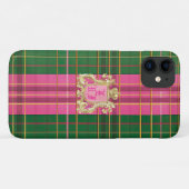 Geraffineerde Monogrammed Roze en Groene Plakken Case-Mate iPhone Case (Achterkant (horizontaal))