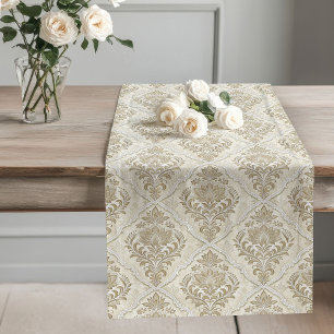 Geraffineerde Neutral Damask Table Runner Stijl Lange Tafelloper