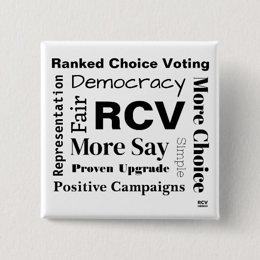 Gerangschikte stemwoorden vierkante button 5,1 cm (Voorkant)