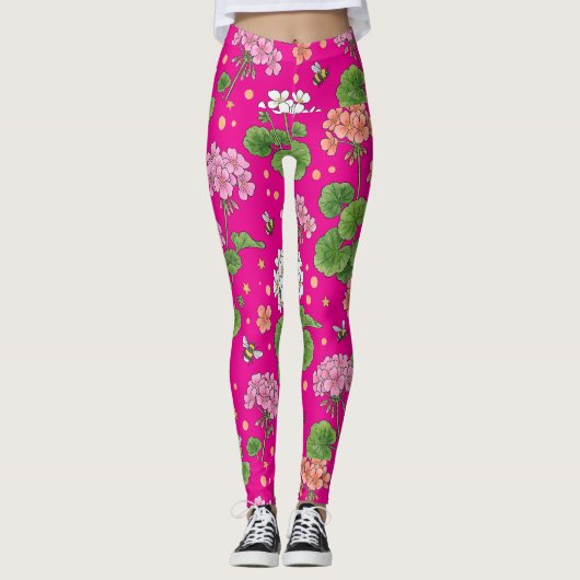 Geranium Bloem Leggings (Voorkant)