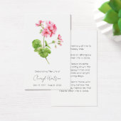 Géranium | Carte de prière funéraire simple (Bureau)