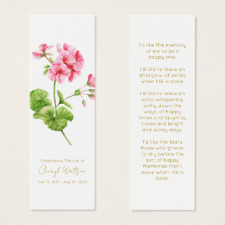 Geranium | Eenvoudige rouwherdenking mini-boeklegg Mini Visitekaartjes