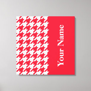Geranium Elegant Houndstooth met naam Canvas Afdruk