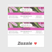 Geranium essentiële oliën geur fles etiket sticker (Vel)