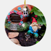 Geranium Gnome 01 Keramisch Ornament (Achterkant)