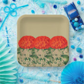  Geranium Trio - vettige floraal Papieren Bordje (Feest)