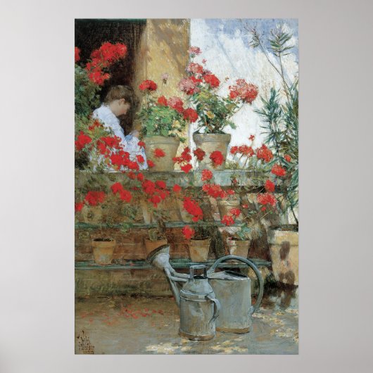 Geraniums door Childe Hassam, Vintage Impressionis Poster (Voorkant)