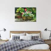 Geraniums en Lavendelbloemen Canvas Afdruk (Insitu (Slaapkamer))