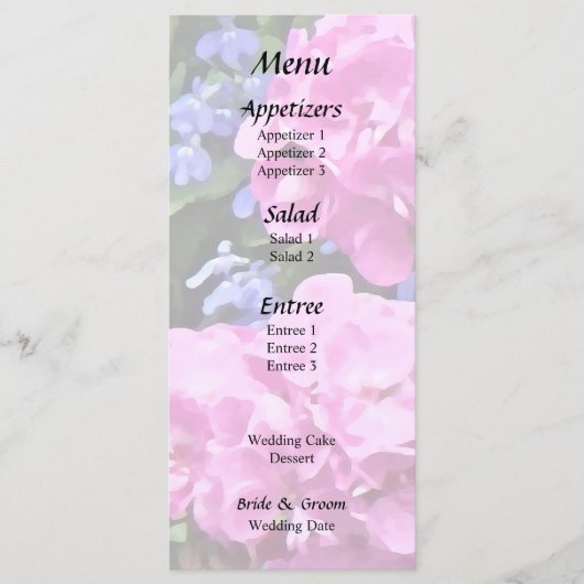 Geraniums en Maagdenpalm Menu (Voorkant)