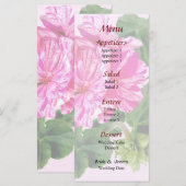 Geraniums Gratuits Rose Et Blanc Menu Mariage (Devant / Derrière)