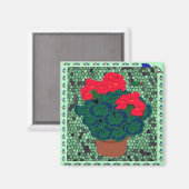 Geraniums in de mozaïek magneet (Voorkant / Achterkant)