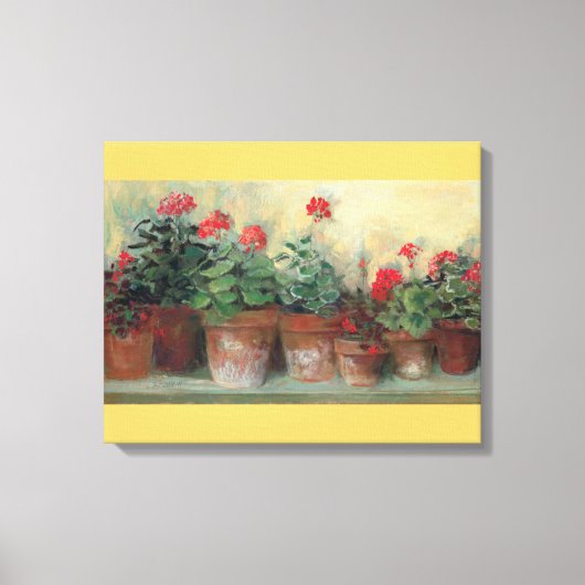 Geraniums in Pots Canvas Afdruk (Voorkant)
