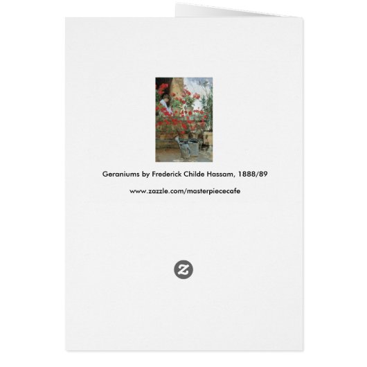 Geraniums par Childe Hassam, Impressionnisme Vinta (Dos)