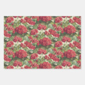 Geraniums Red Wrapping Paper Flat Sheet Set of 3 (Voorkant 2)