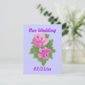 Geraniums rose violet Fleurs Mariages Invitations (Debout devant)