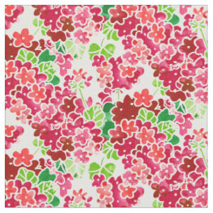 Geraniums Roze en Red Floral Pattern Stof