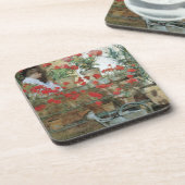 Geraniums van Childe Hassam, impressionisme Bier Onderzetter (Linkerzijde)